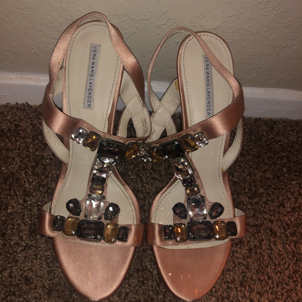 Bejeweled champagne heels
